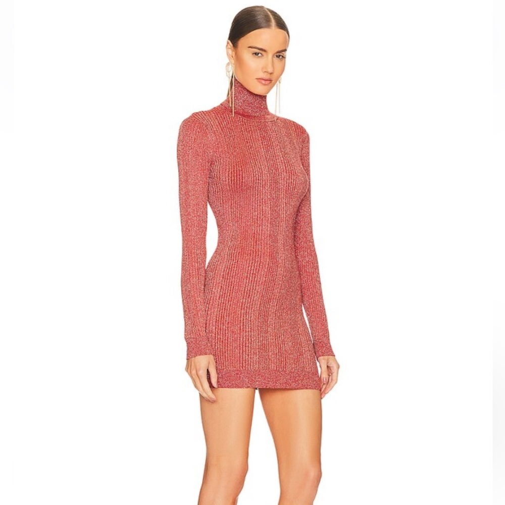 Camila Coelho Gold Moon Dress in Red & Gold Metallic